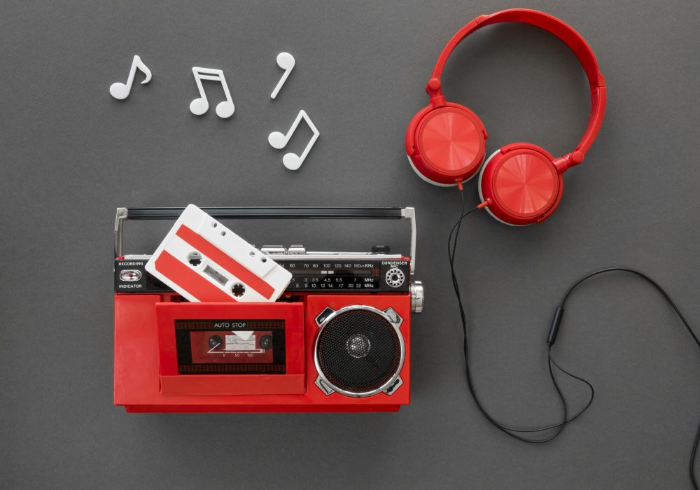 top-view-beautiful-music-concept